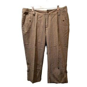 Venezia Lane Bryant Capri Pants 18 Plaid Checkered Beige Gray Black 40x20